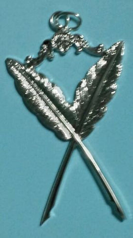 Freemason Secretary Collar Jewel in Silver Tone