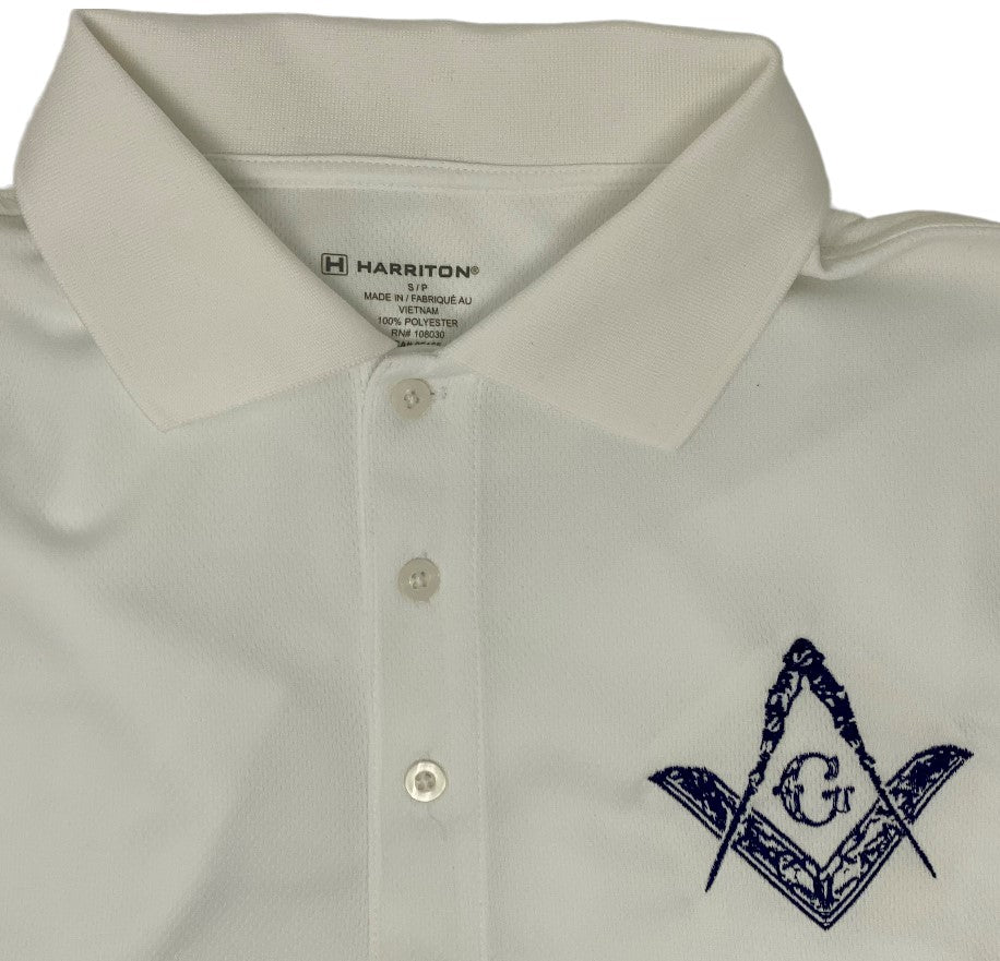 Master Mason Moisture Wicking White Polo Shirt