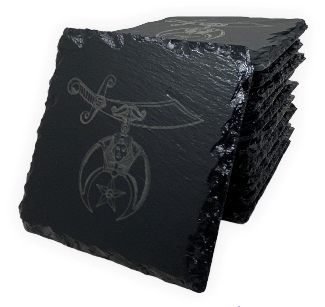 Shriners Slate Coaster Set, stacked set
