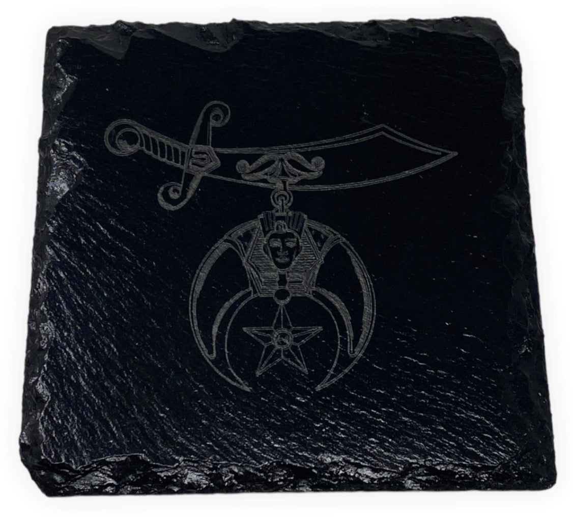 Shriners Slate Coaster Set, single coaster, alternate view