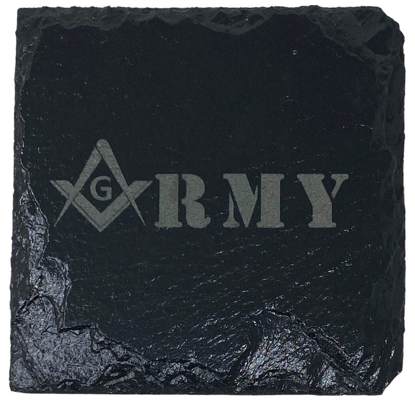 Army Masonic Slate Coaster Set, alternate view