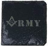 Army Masonic Slate Coaster Set