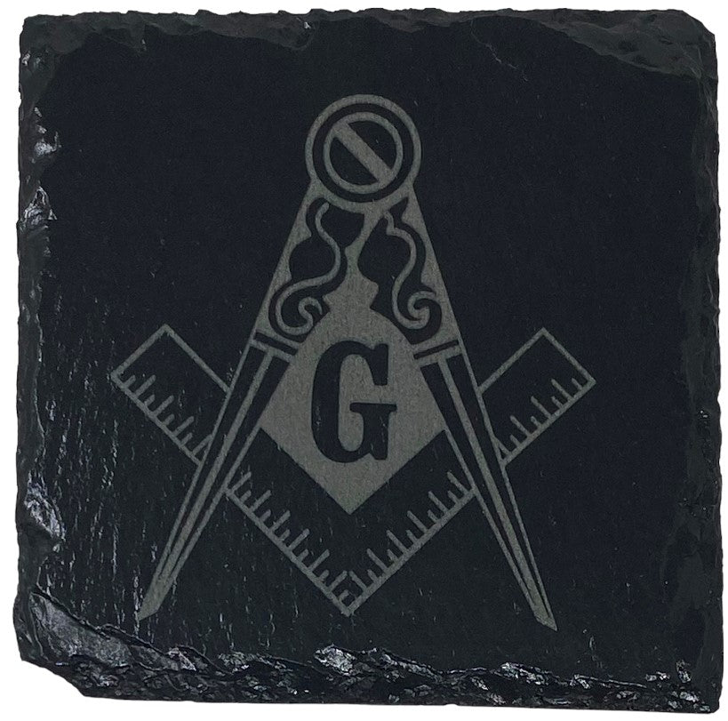 Square & Compass Slate Coaster Set II, alternate view