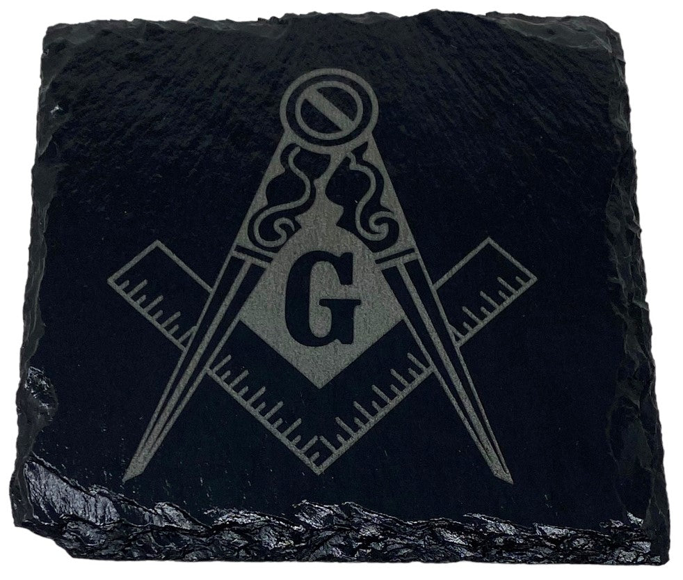 Square & Compass Slate Coaster Set II