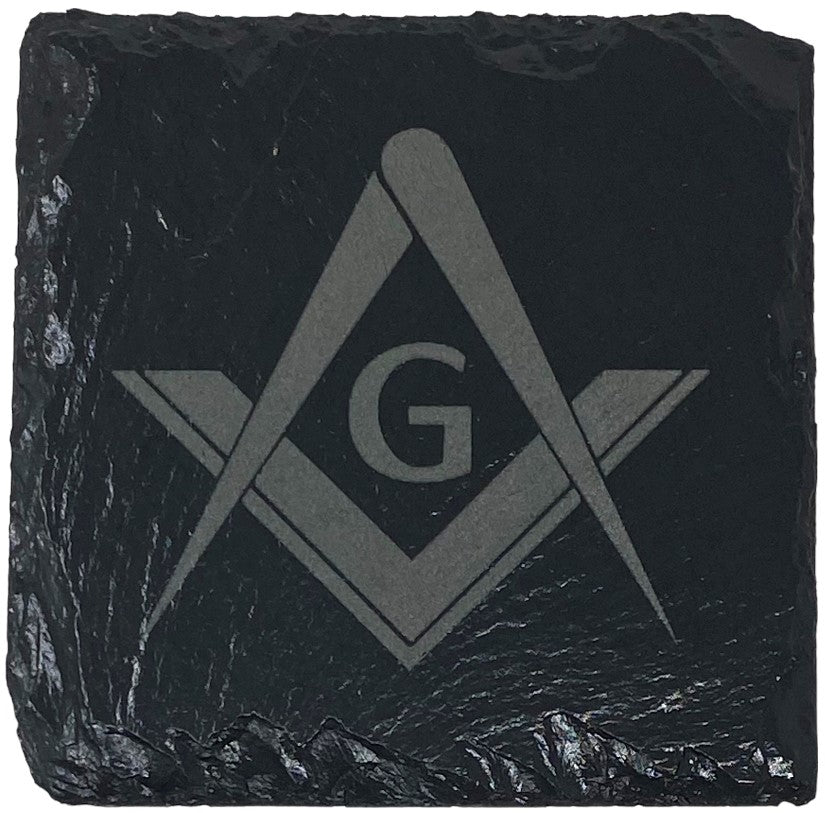 Square & Compass Slate Coaster Set III, alternate view