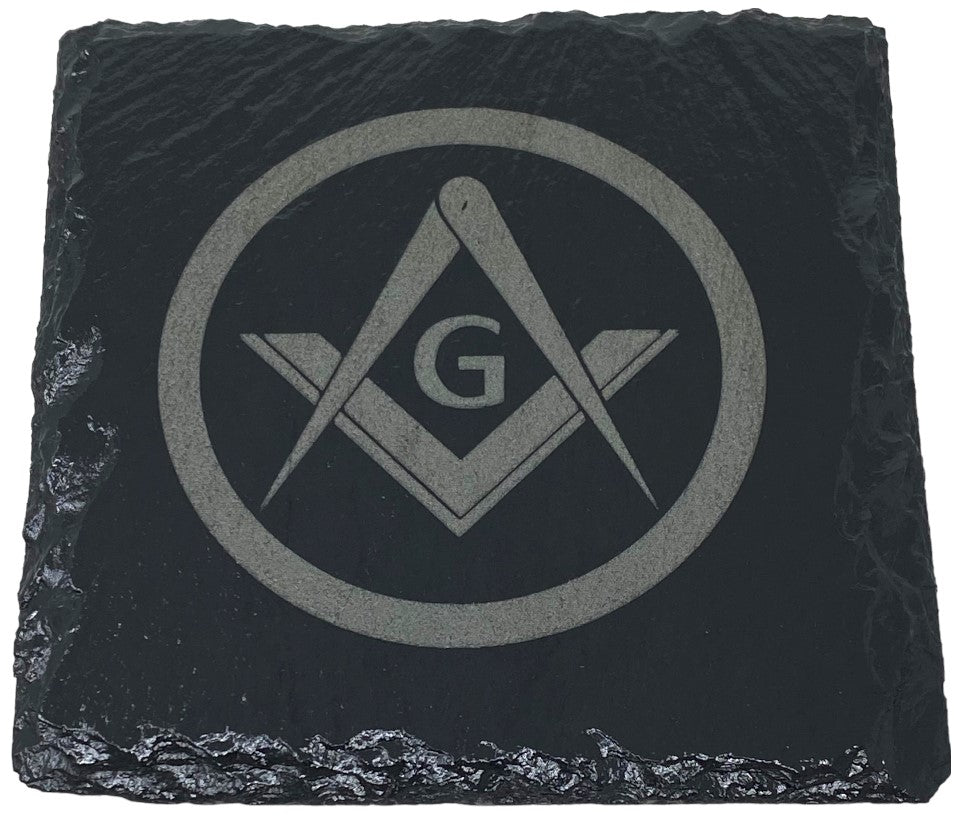 Square & Compass Slate Coaster Set IV