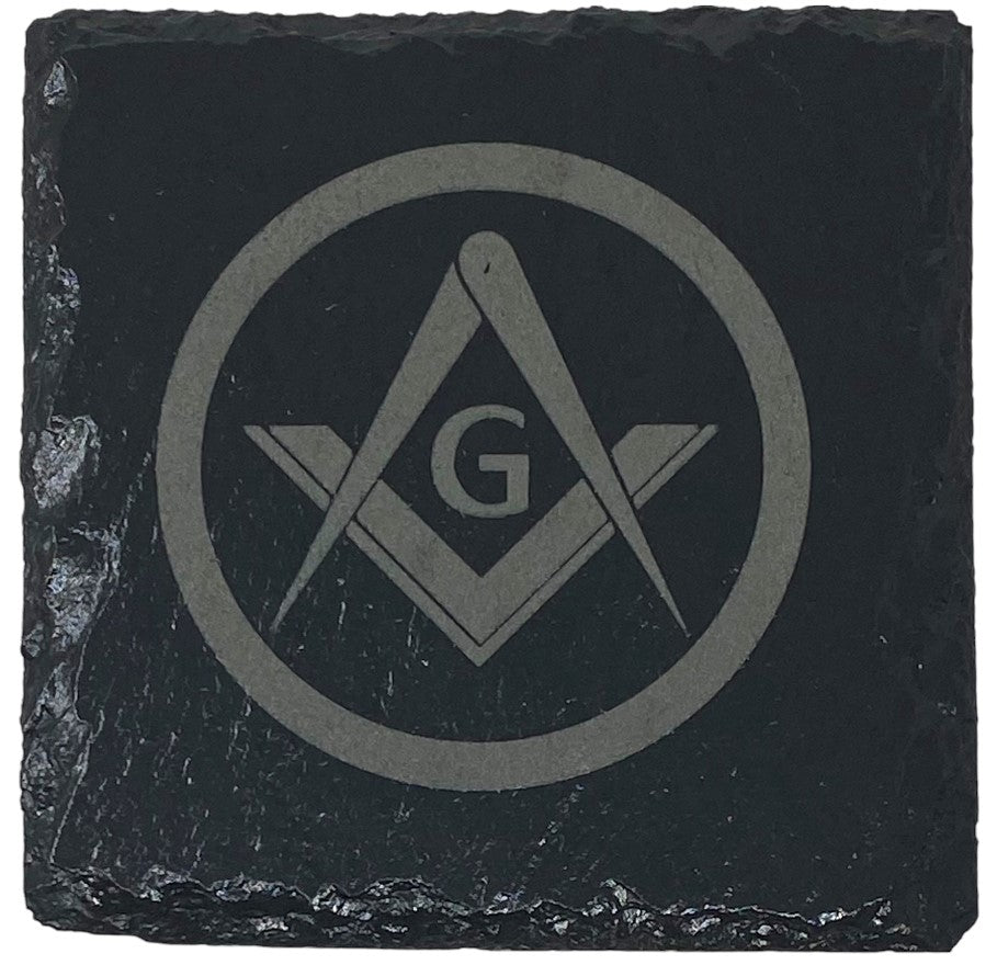 Square & Compass Slate Coaster Set IV, alternate view