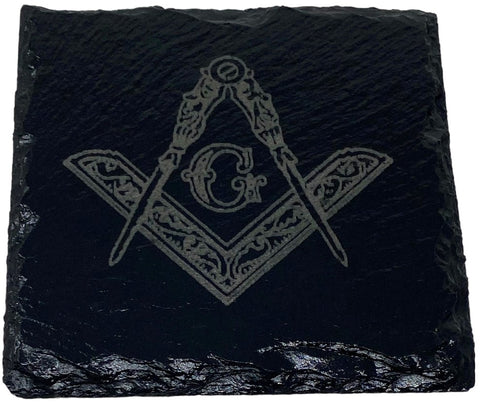Square & Compass Slate Coaster Set V