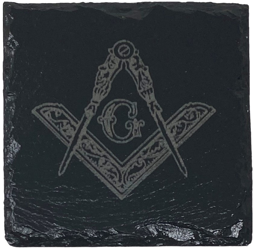 Square & Compass Slate Coaster Set V, alternate view