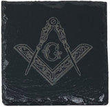 Square & Compass Slate Coaster Set V
