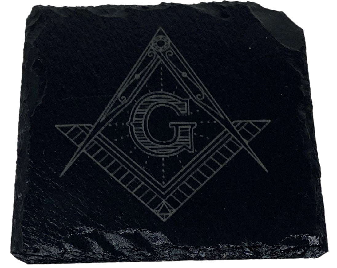 Square & Compass Slate Coaster Set I, alternate view