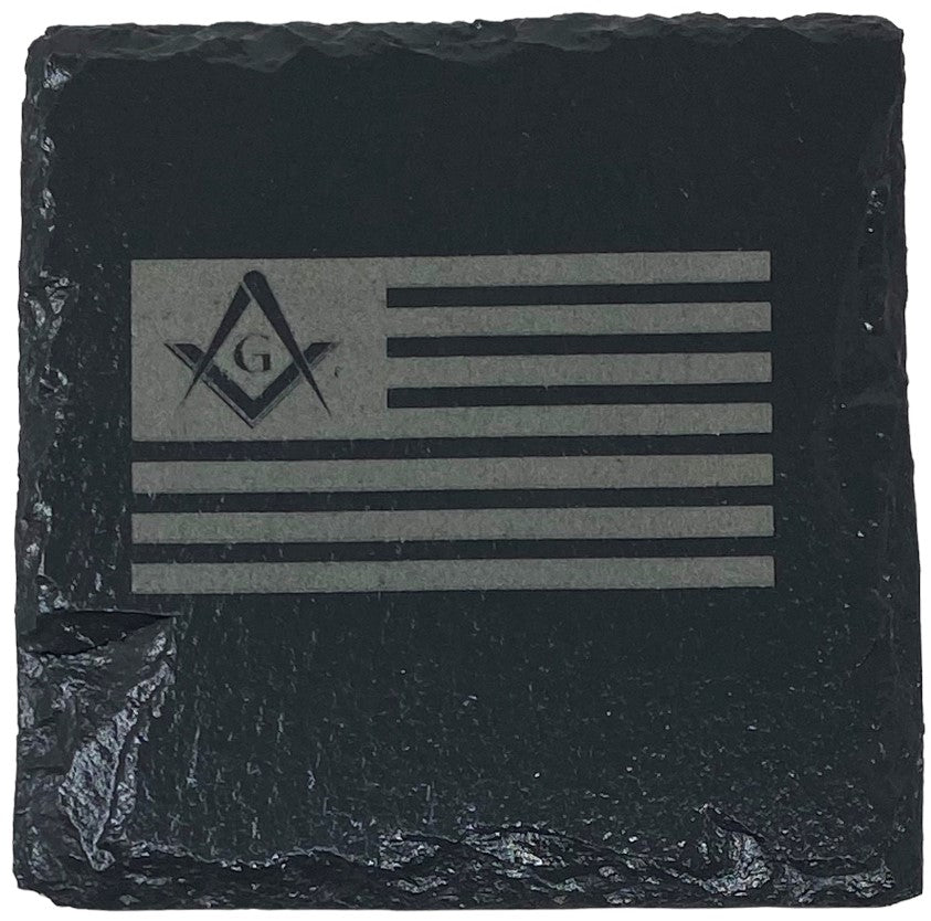 Masonic Flag Slate Coaster Set, alternate view