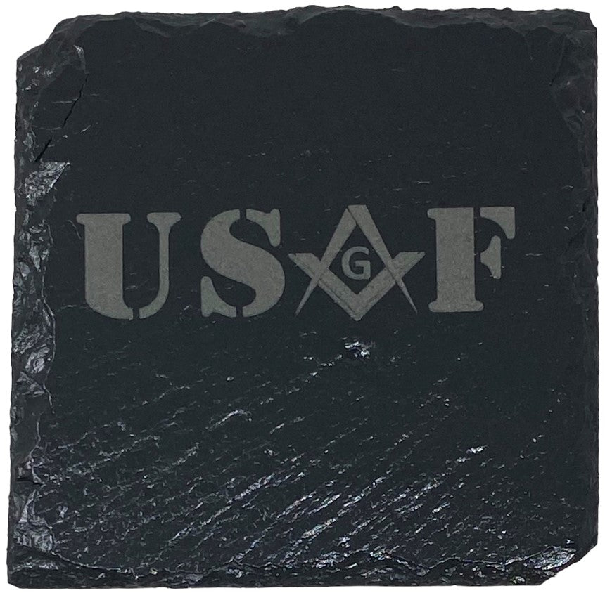 Masonic USAF Slate Coaster Set, alternate view