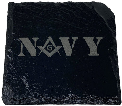 Masonic Navy Slate Coaster Set