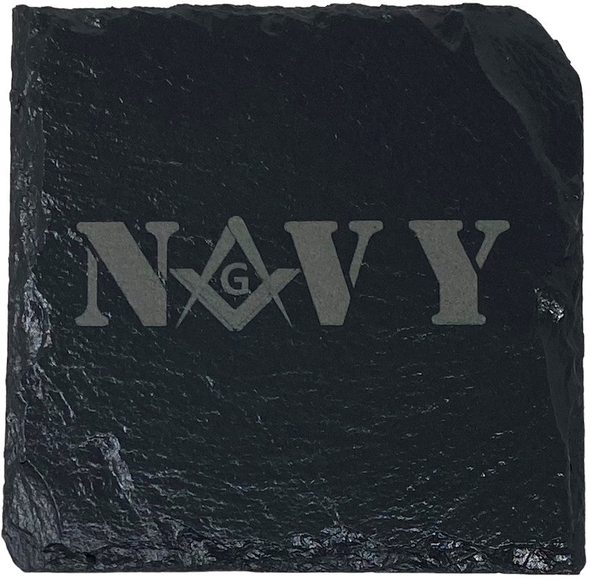 Masonic Navy Slate Coaster Set, alternate view