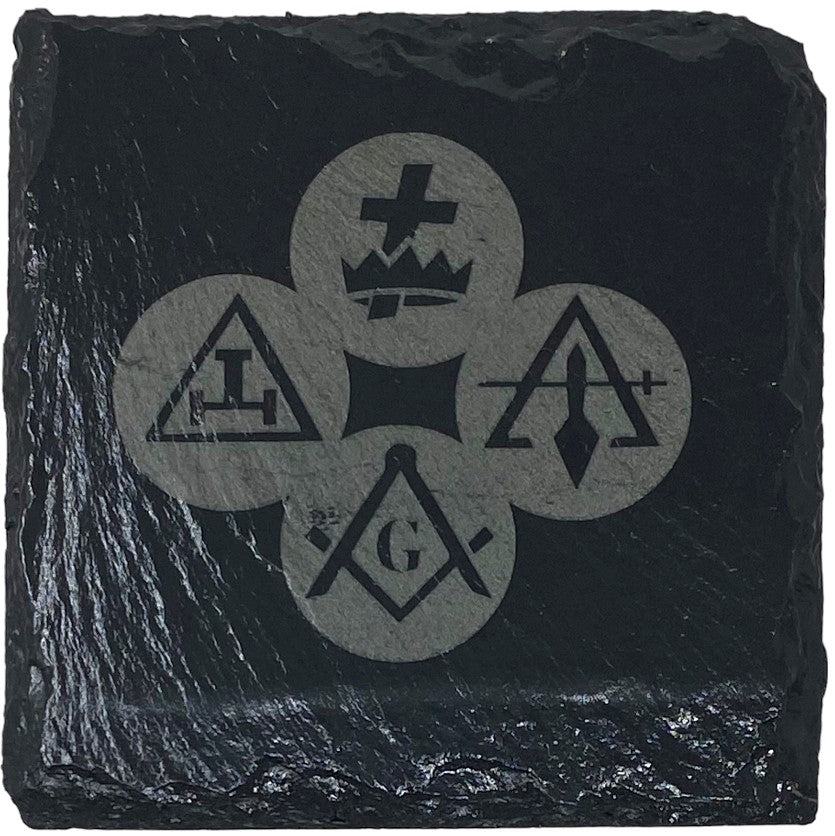 Freemason York Rite Slate Coaster Set, alternate view