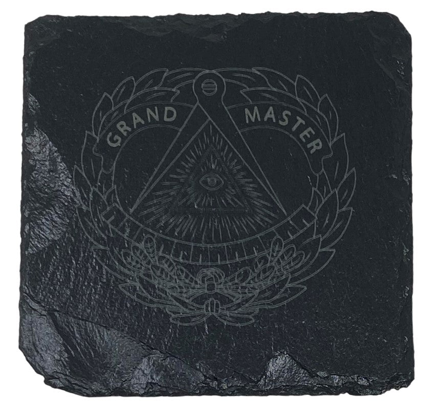 Freemason Grand Master Slate Coaster Set, alternate view