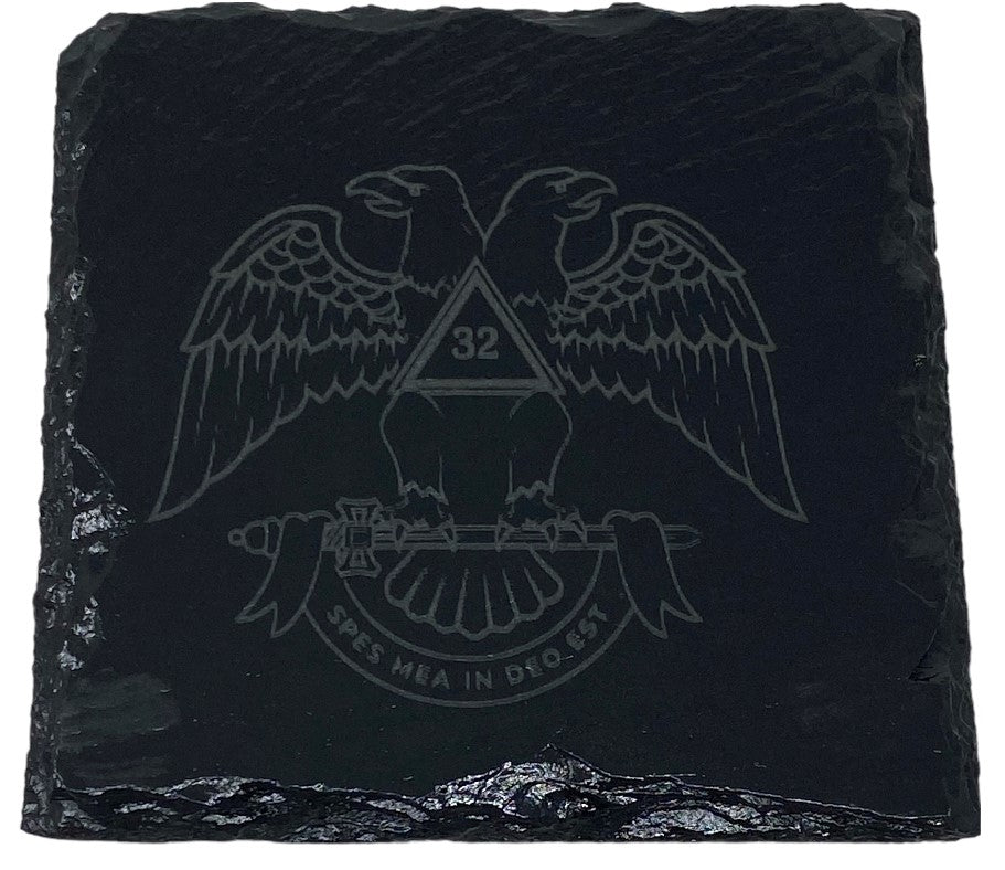 Scottish Rite 32º Slate Coaster Set, alternate view