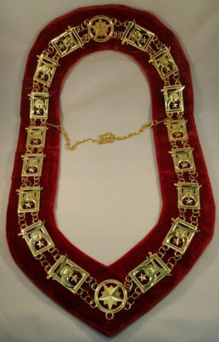 Shriner Office Collar Gold Tone with Red Backing