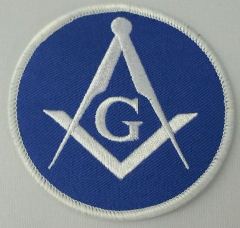 Freemason Masonic Iron on Patch Blue and White Round