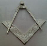 Freemason Masonic Square and Compass Lodge Alter Set in Silver Tone