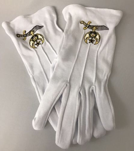 Shriners Embroidered Dress Gloves