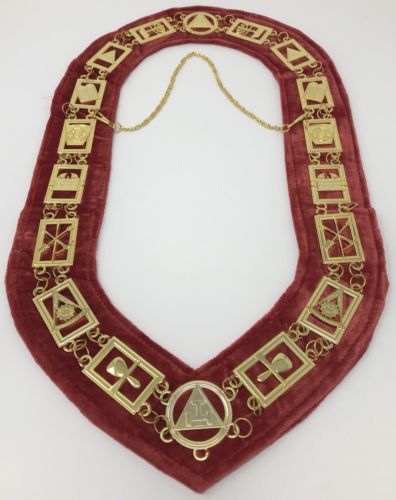 Royal Arch Officer Collar Gold Tone with Red Backing