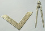 Freemason Masonic Square and Compass Lodge Alter Set in Silver Tone