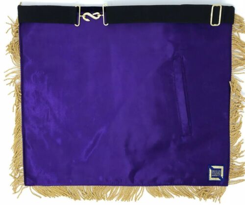 Past Master Dark Purple and Gold Apron, back view