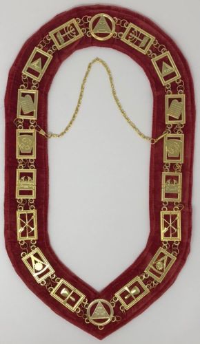 Royal Arch Officer Collar Gold Tone with Red Backing, alternate view