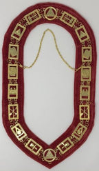 Royal Arch Officer Collar Gold Tone with Red Backing, alternate view