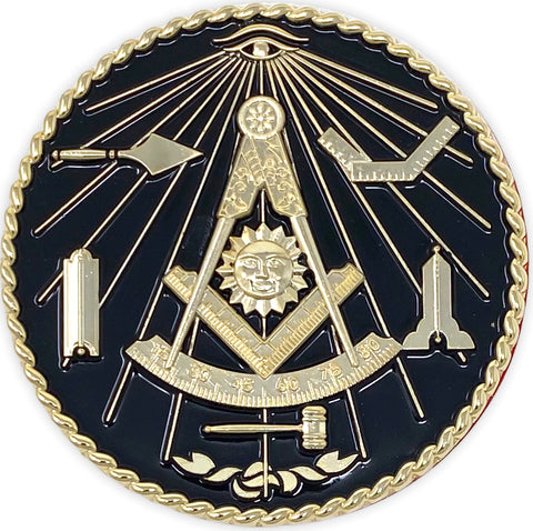 Past Master Car Emblem in Black and Gold Tone