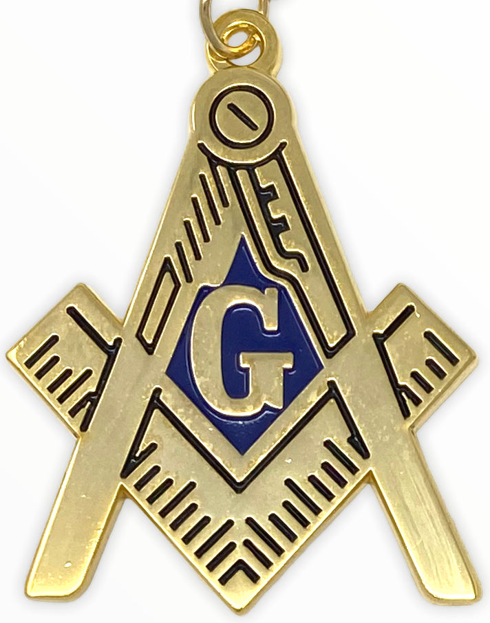 Masonic Square and Compass Key Chain, close-up of the emblem