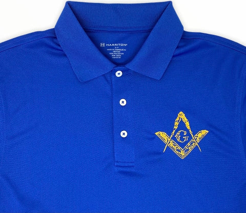 Master Mason Moisture Wicking Blue Polo Shirt