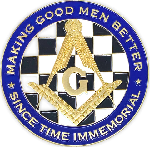 thumbnail image 2 of Mason Traveling Man Black Chrome Masonic Plastic Car Auto Emblem Decal Sticker ManBC 2 of 11