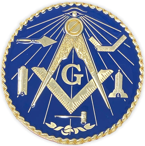 Masonic Working Tools Car Emblem with Dark Blue background