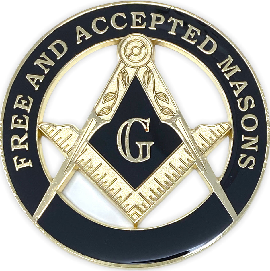 Freemason Free and Accepted Masons Cut Out Car Emblem in Black and Gold