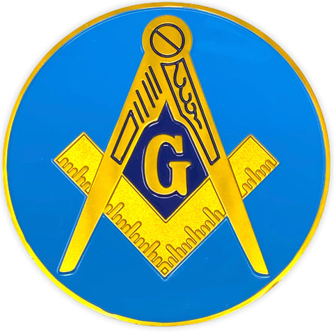Freemason 3" Inch Gold and Blue Car Emblem