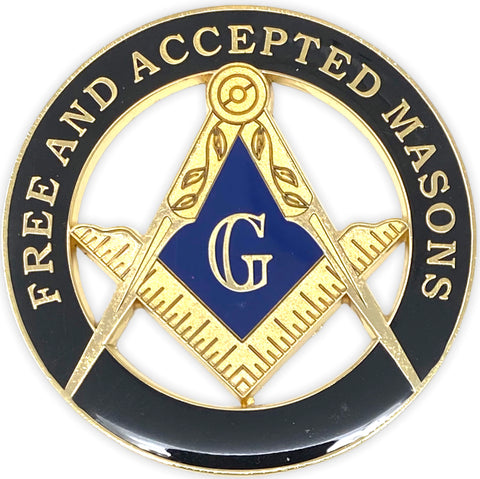Freemason Free and Aceepted Masons Cut-Out Car Emblem in Black