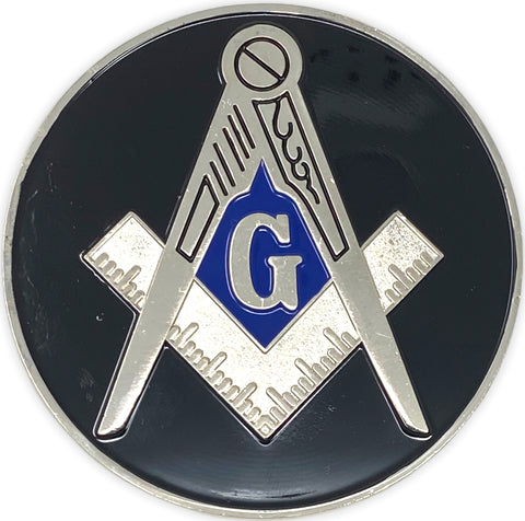 Freemason Black and Silver Car Emblem with Blue Center