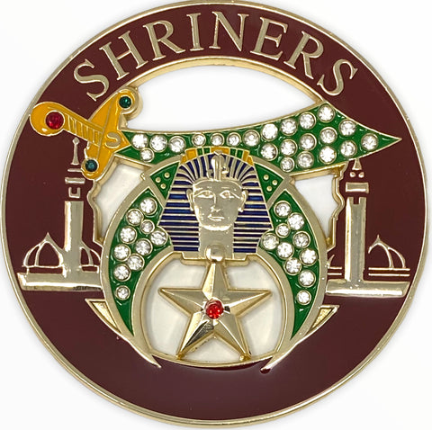 Shriners Brown Jeweled Cut-Out Car Emblem