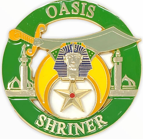 Shriners Oasis Cut Out Car Emblem in Green