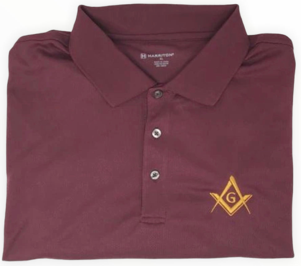 Masonic Moisture Wicking Maroon Polo Shirt