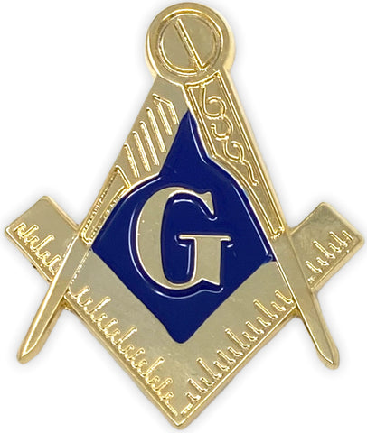 Freemason Square and Compass Car Emblem Gold & Blue Tone