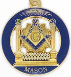 Freemason Pillars and Mosaic Pavement Keychain, close-up of the emblem