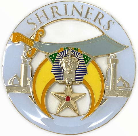 Shriners White Cut-Out Car Emblem