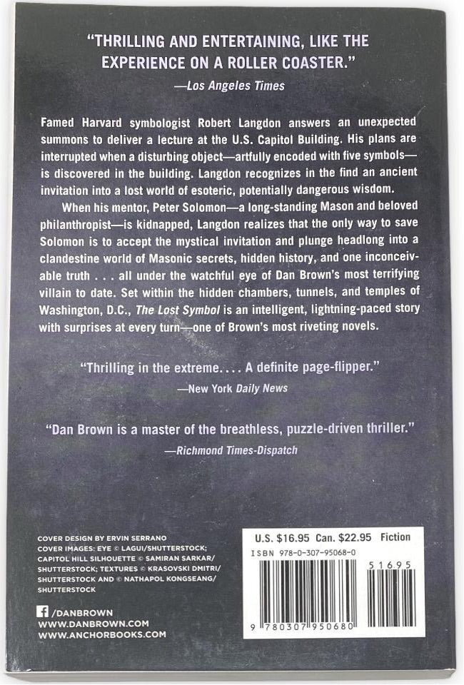 The Lost Symbol by Dan Brown book, back cover