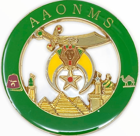 Shriners AAONMS Green Cut Out Car Emblem