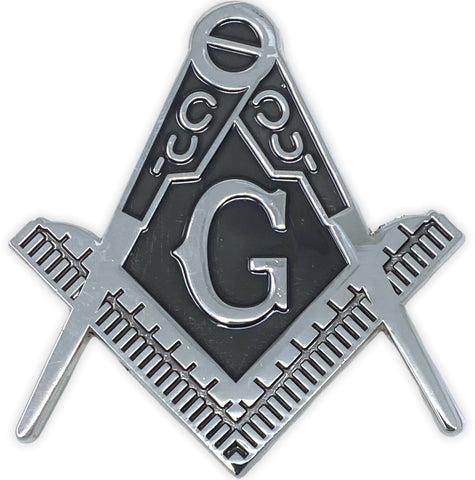 Freemason Cut-Out Car Emblem in Silver and Black