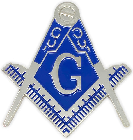 Freemason Cut-Out Car Emblem Silver and Blue